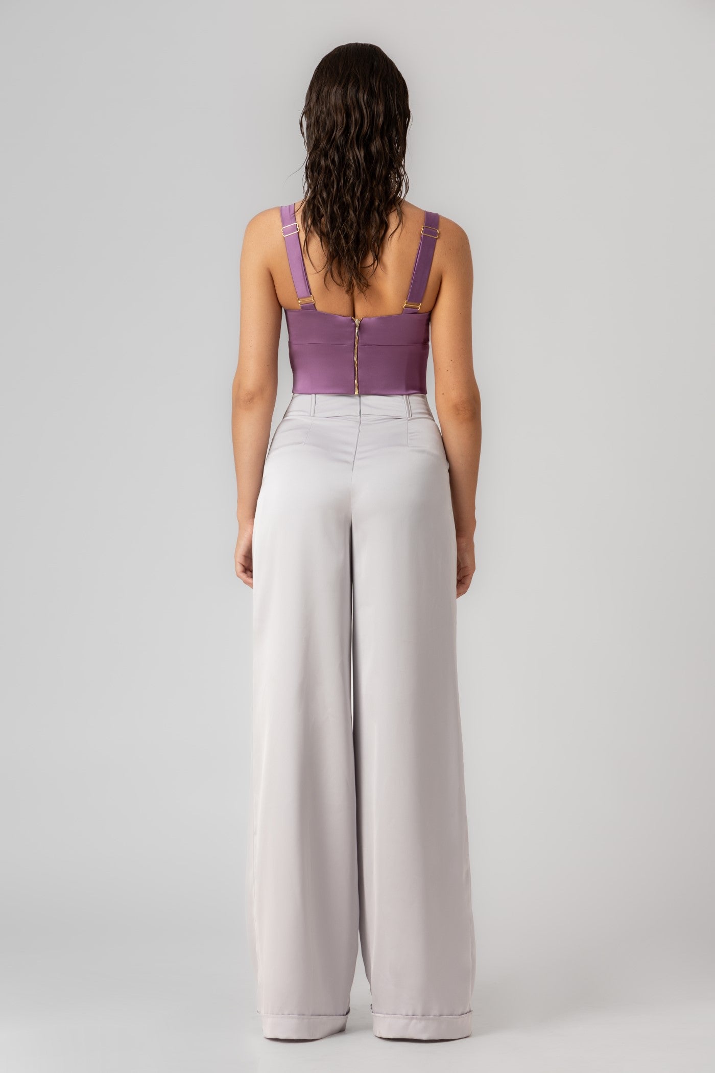 Top violet din satin Candy