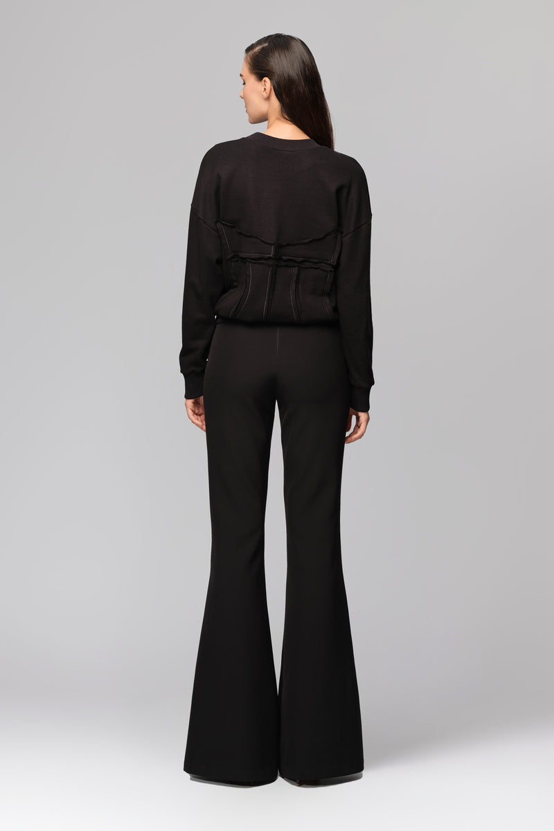 Hanorac negru din bumbac si modal Deconstructed