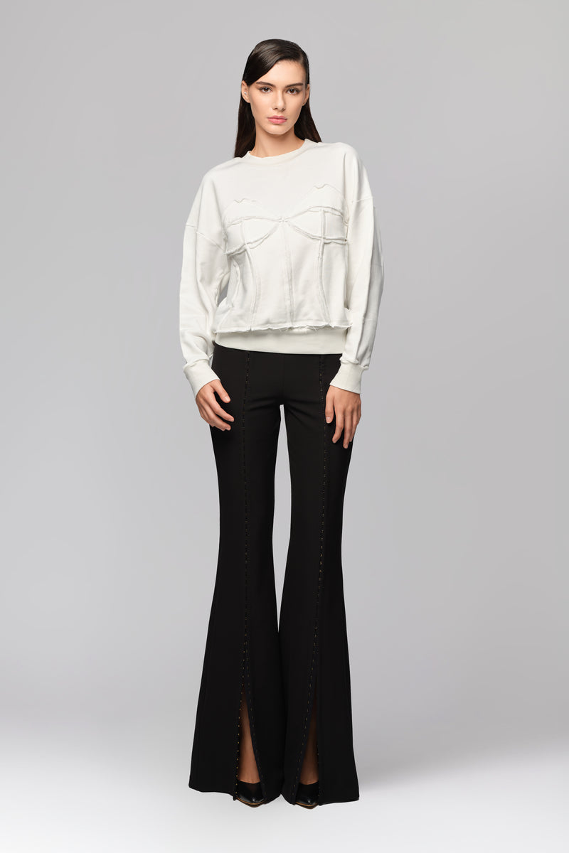 Hanorac alb din bumbac si modal Deconstructed