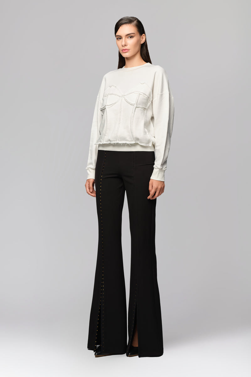 Hanorac alb din bumbac si modal Deconstructed