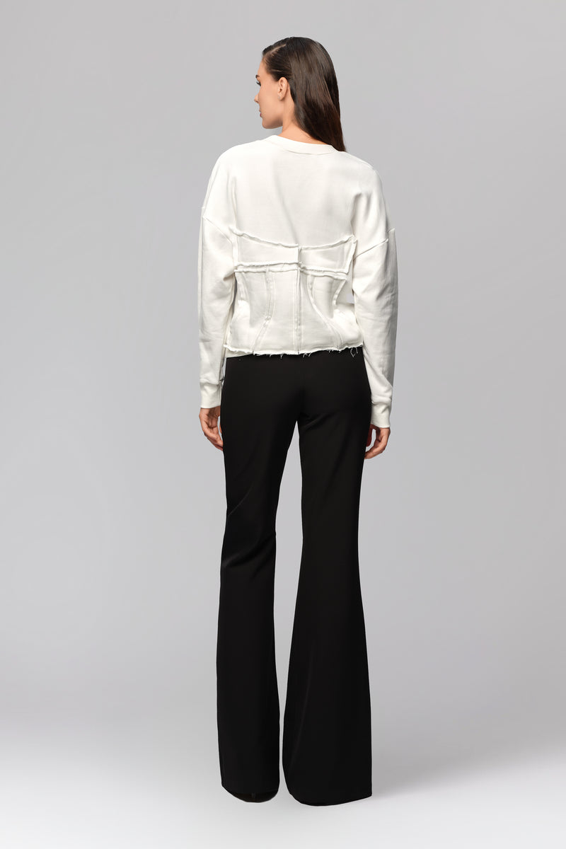 Hanorac alb din bumbac si modal Deconstructed