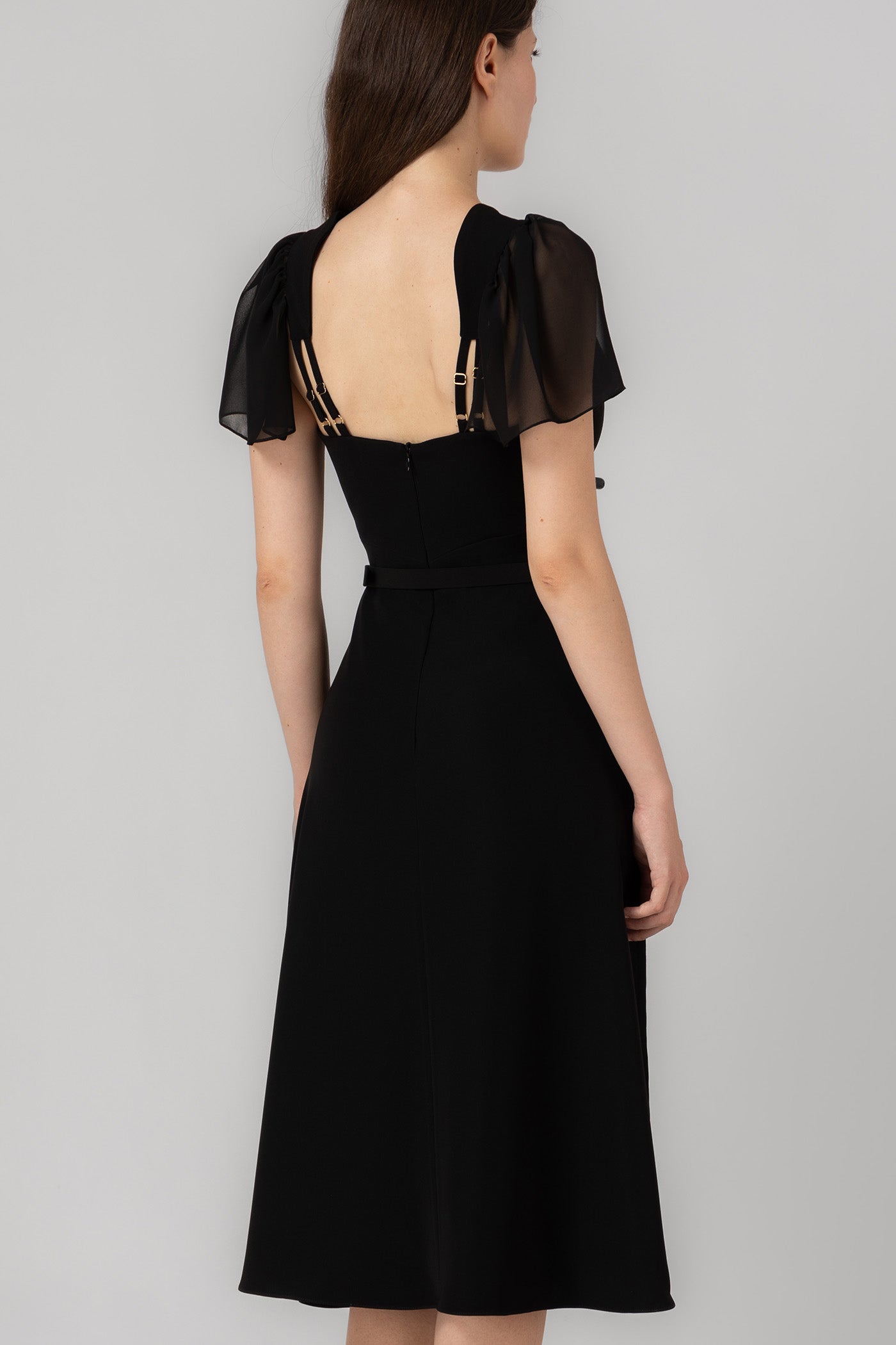 Rochie neagra midi din satin Diversion