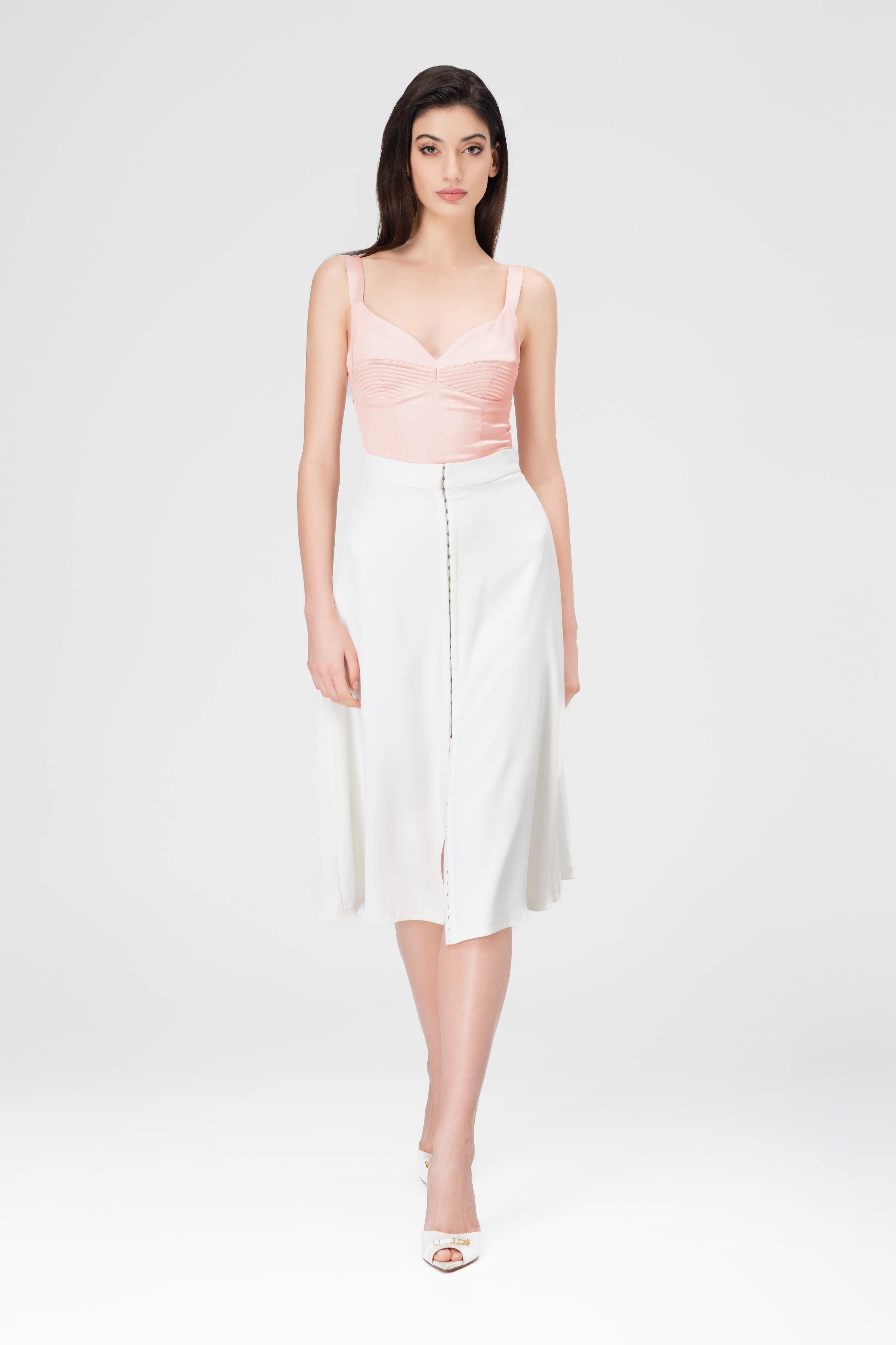 Corset roz pudrat din satin elastic Haze