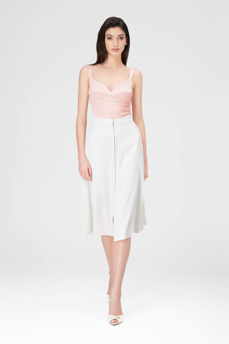 Corset roz pudrat din satin elastic Haze