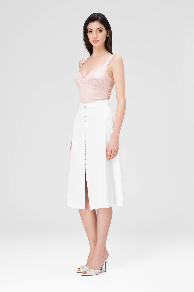 Corset roz pudrat din satin elastic Haze