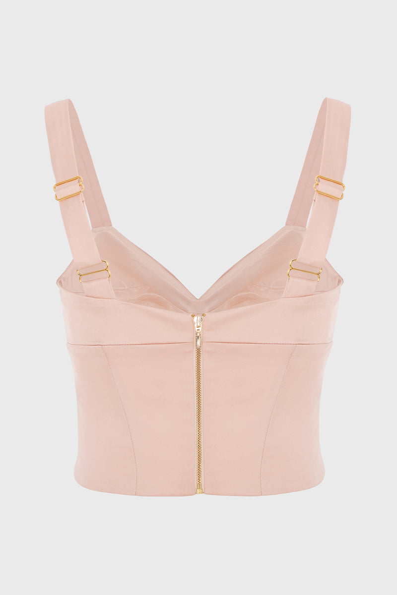 Corset roz pudrat din satin elastic Haze