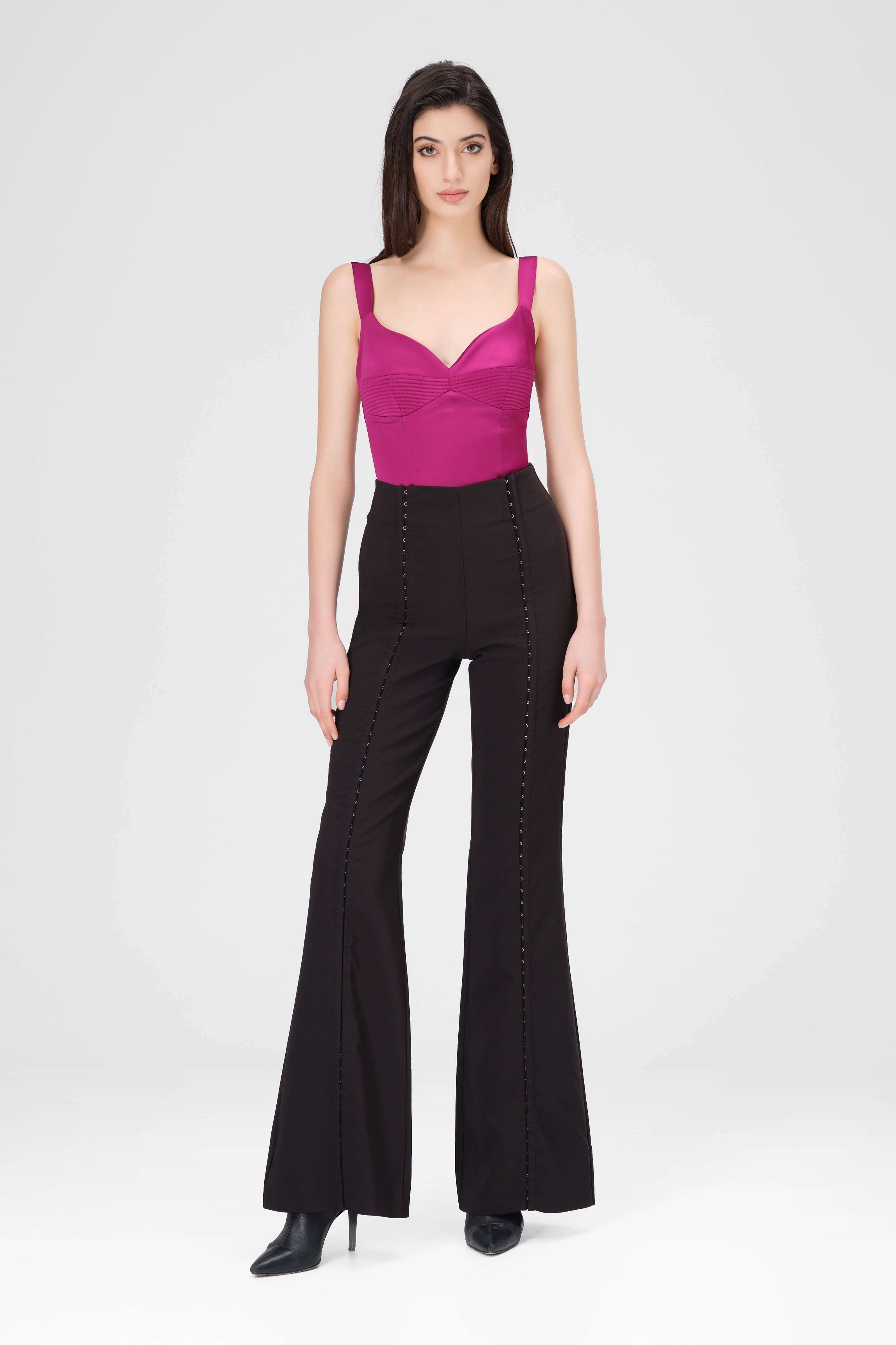 Corset fuchsia din satin elastic Haze