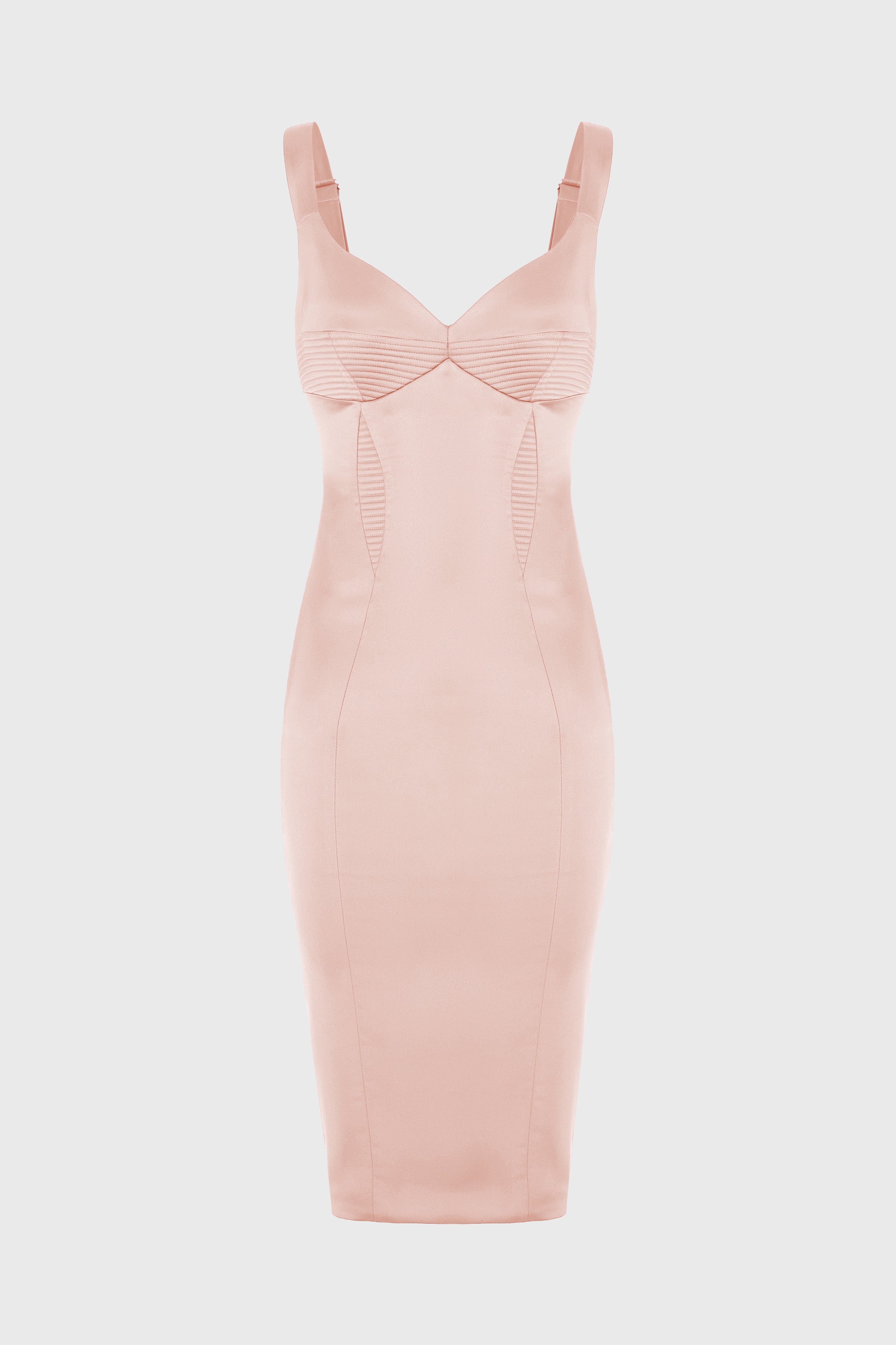 Rochie roz pudrat din satin elastic Haze