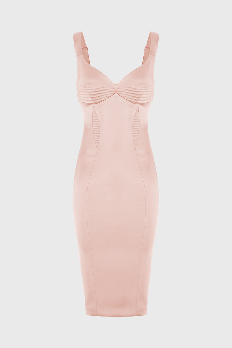 Rochie roz pudrat din satin elastic Haze