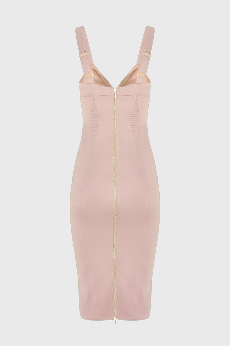 Rochie roz pudrat din satin elastic Haze