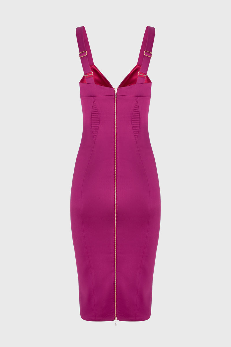 Rochie roz intens din satin elastic Haze