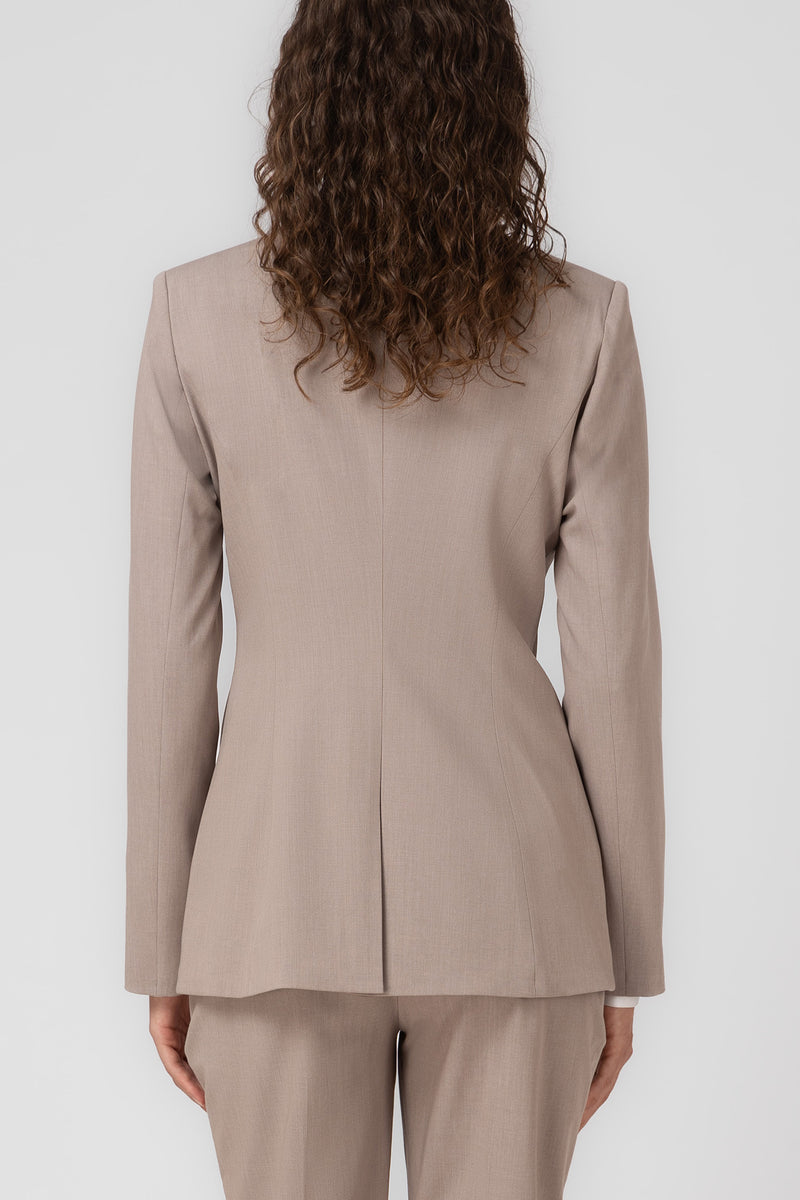 Blazer bej cu inchidere frontala lana Formal