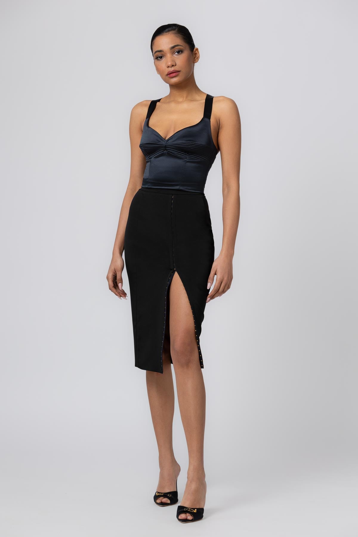 Fusta neagra midi Snap