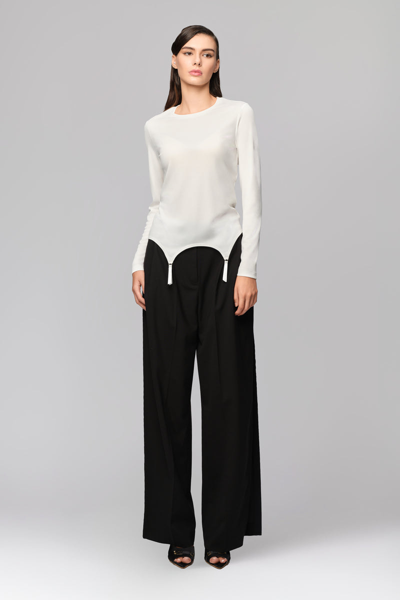 Bluza alba modal premium cu suspendere Garter