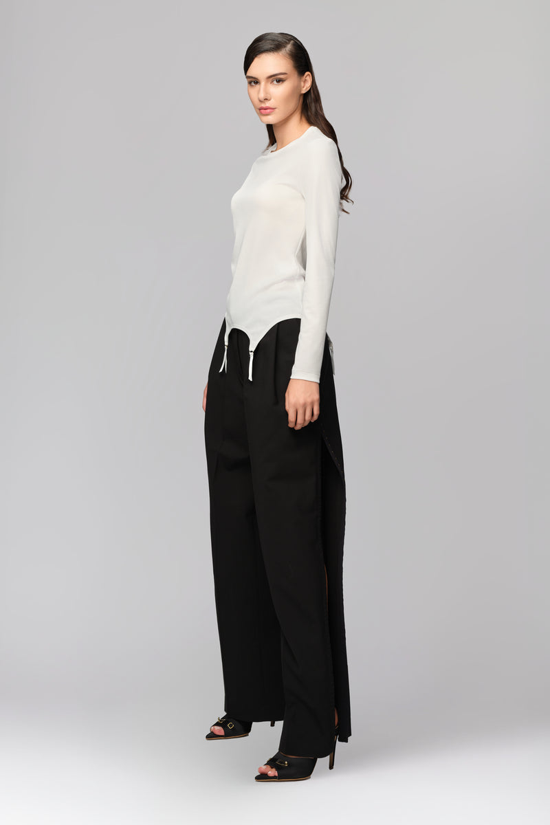 Bluza alba modal premium cu suspendere Garter