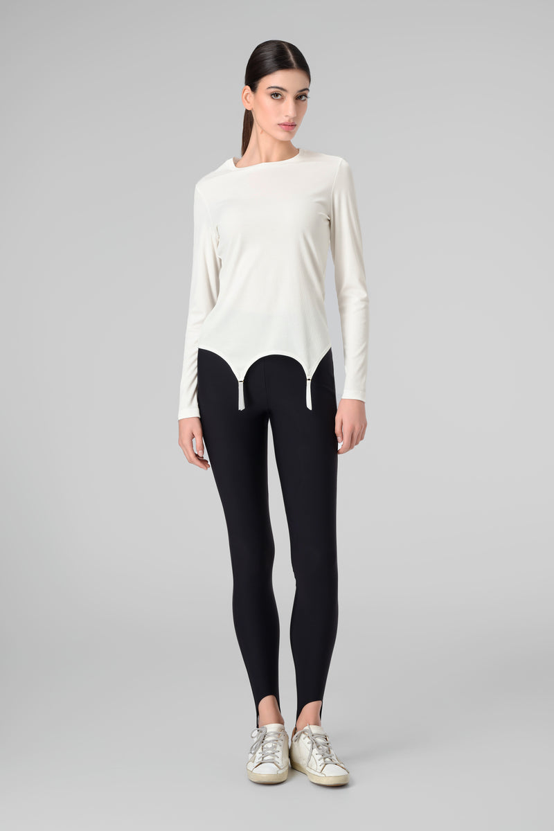 Bluza alba modal premium cu suspendere Garter