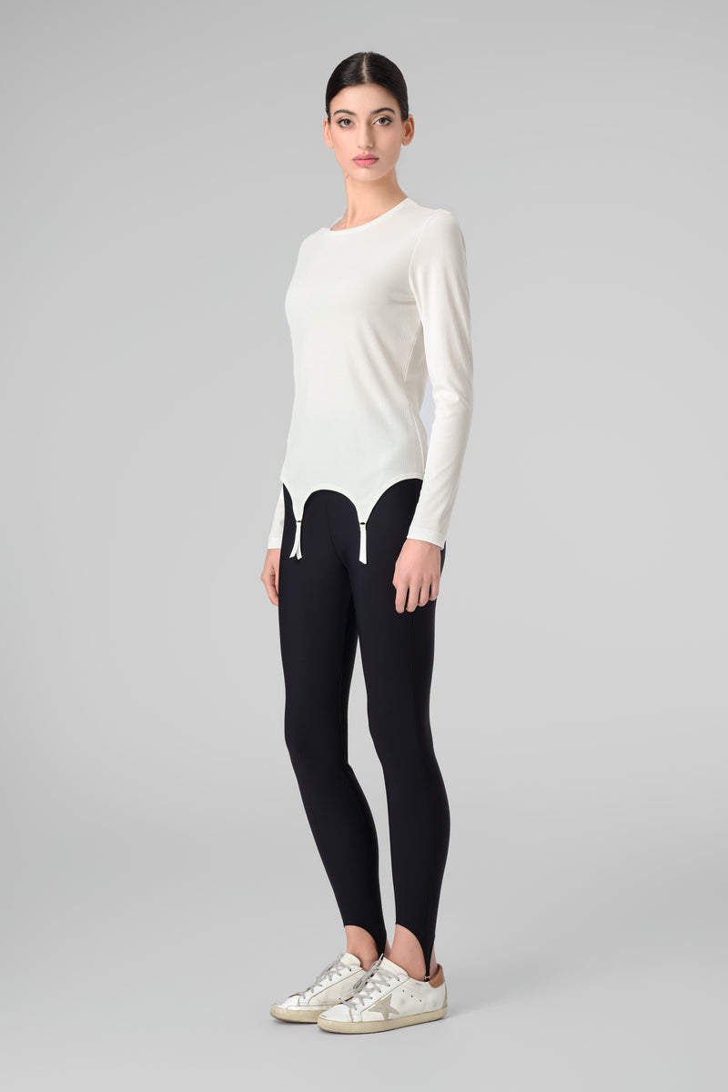 Bluza alba modal premium cu suspendere Garter