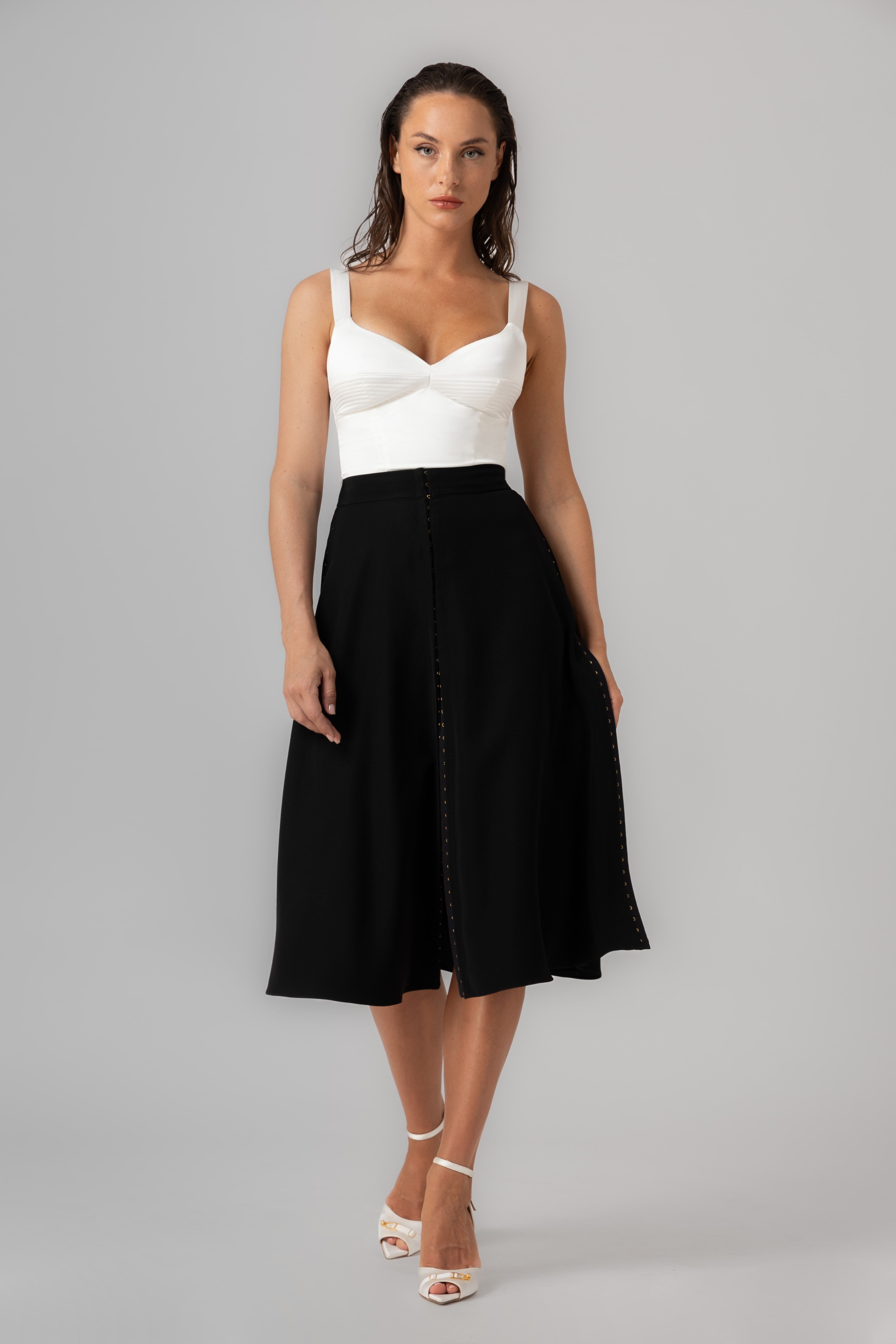 Corset alb din satin elastic Haze