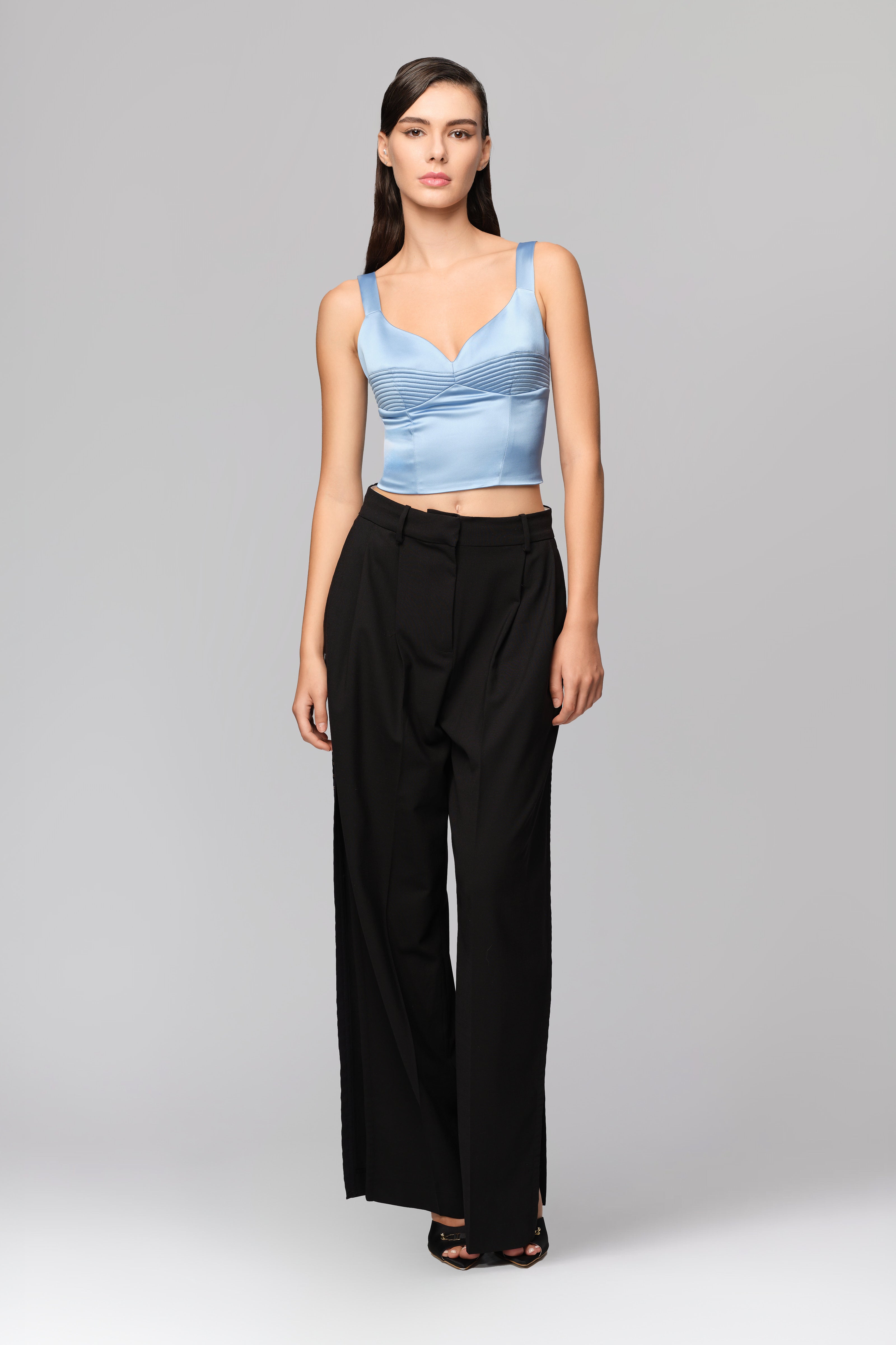 Corset albastru din satin elastic Haze