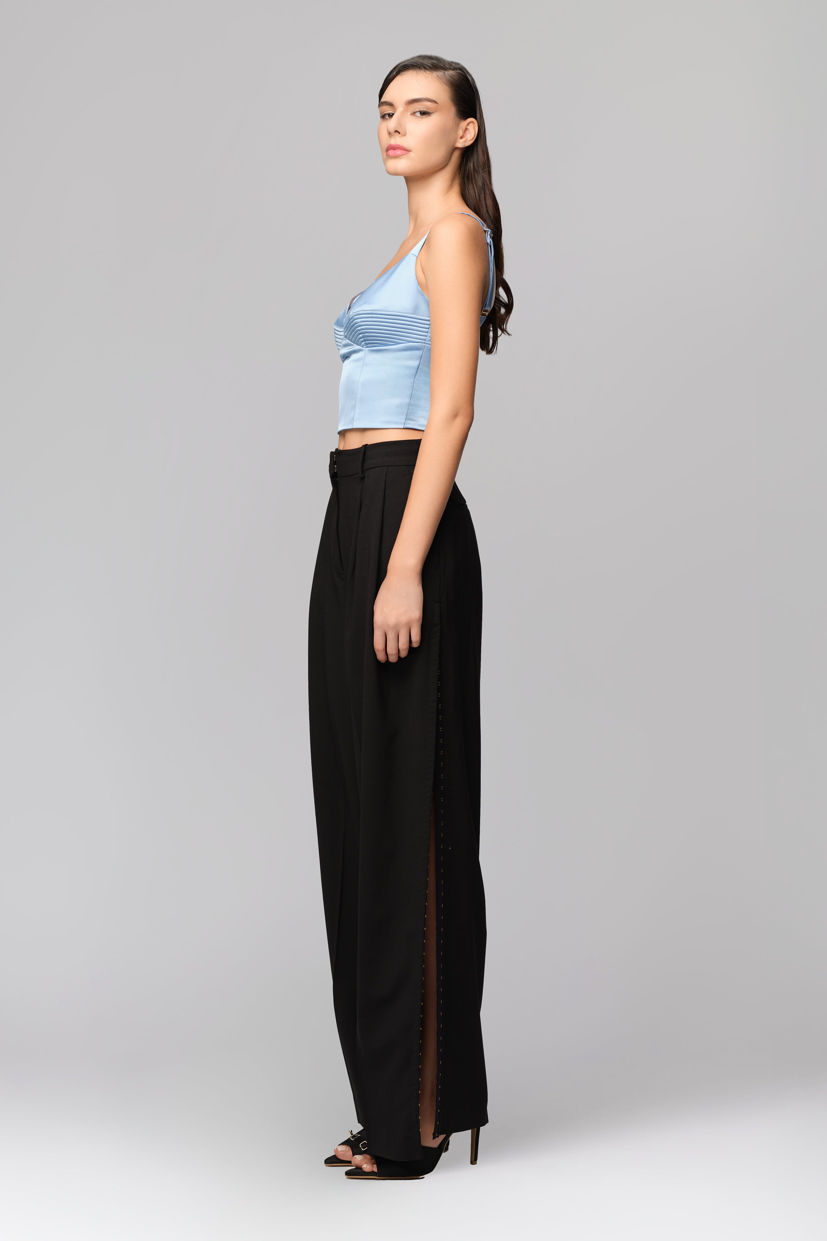 Corset albastru din satin elastic Haze