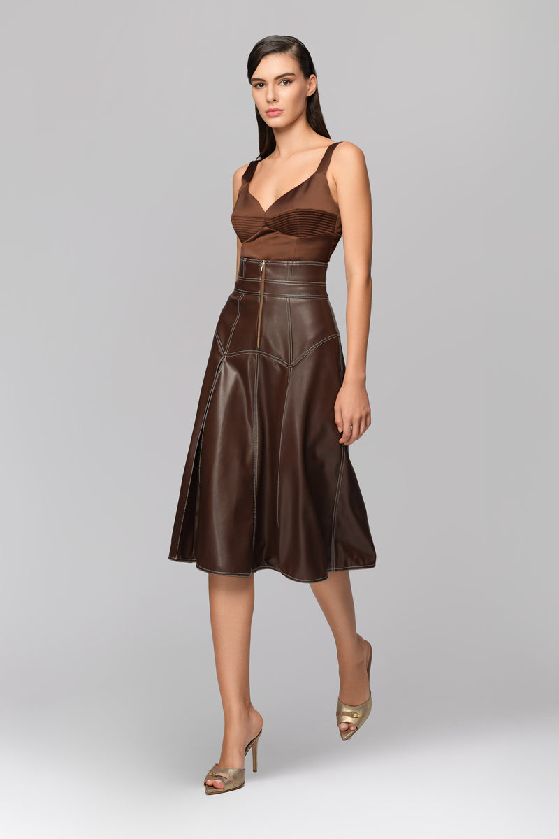 Corset maro din satin elastic Haze