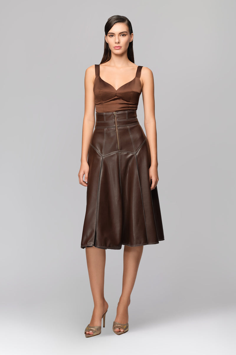 Corset maro din satin elastic Haze