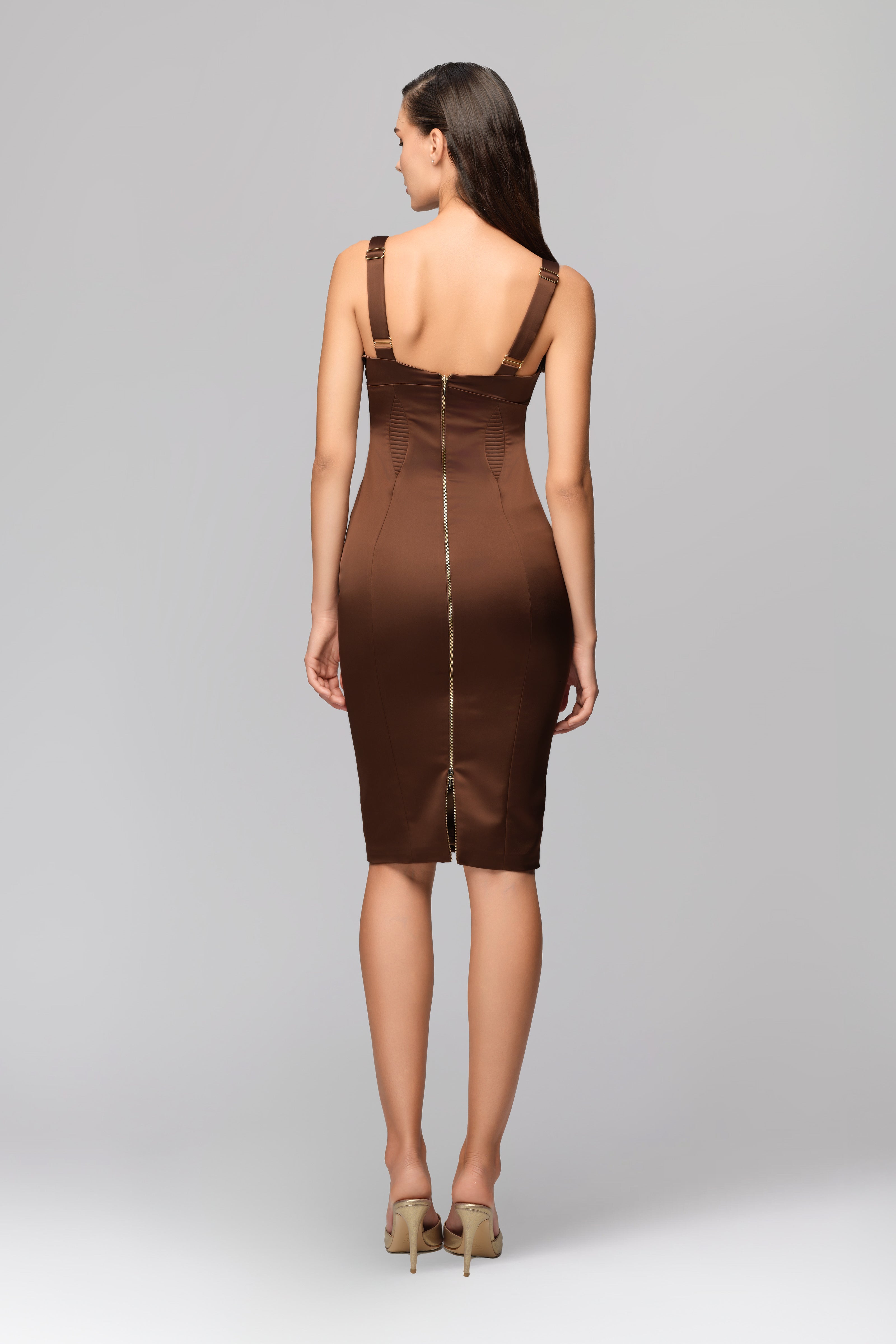 Rochie maro din satin elastic Haze
