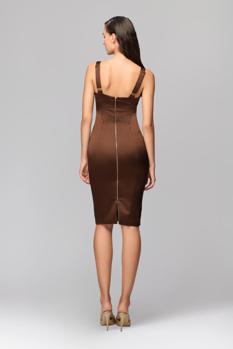 Rochie maro din satin elastic Haze