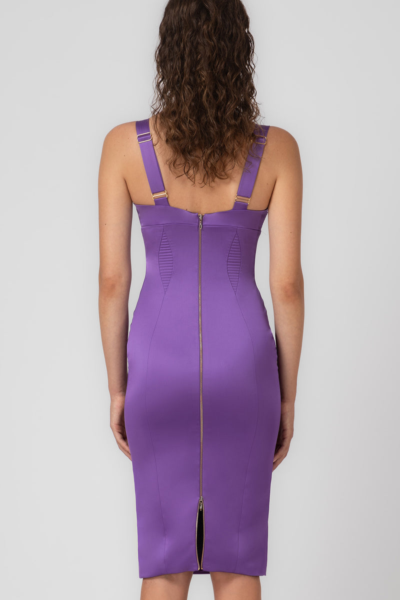 Rochie violet din satin elastic Haze