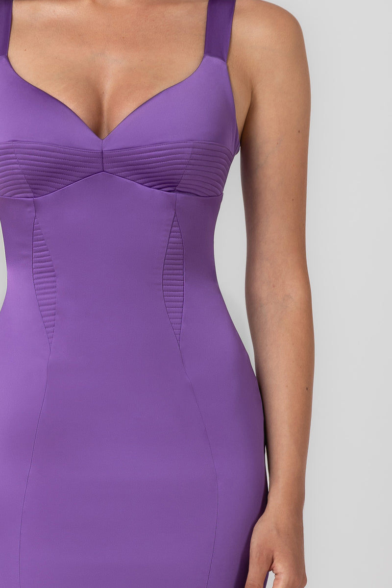 Rochie violet din satin elastic Haze