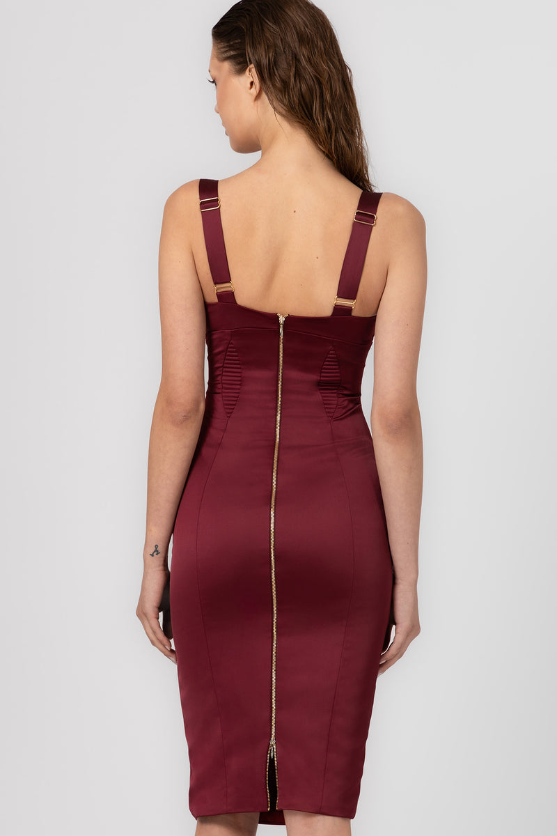 Rochie roșu închis din satin elastic Haze