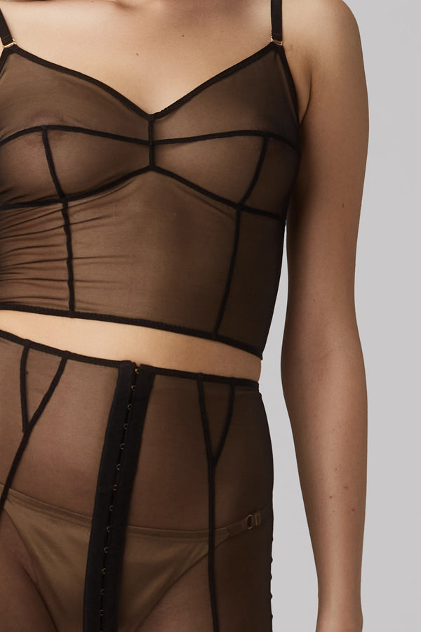 Bra top negru din tulle elastic transparent Haze