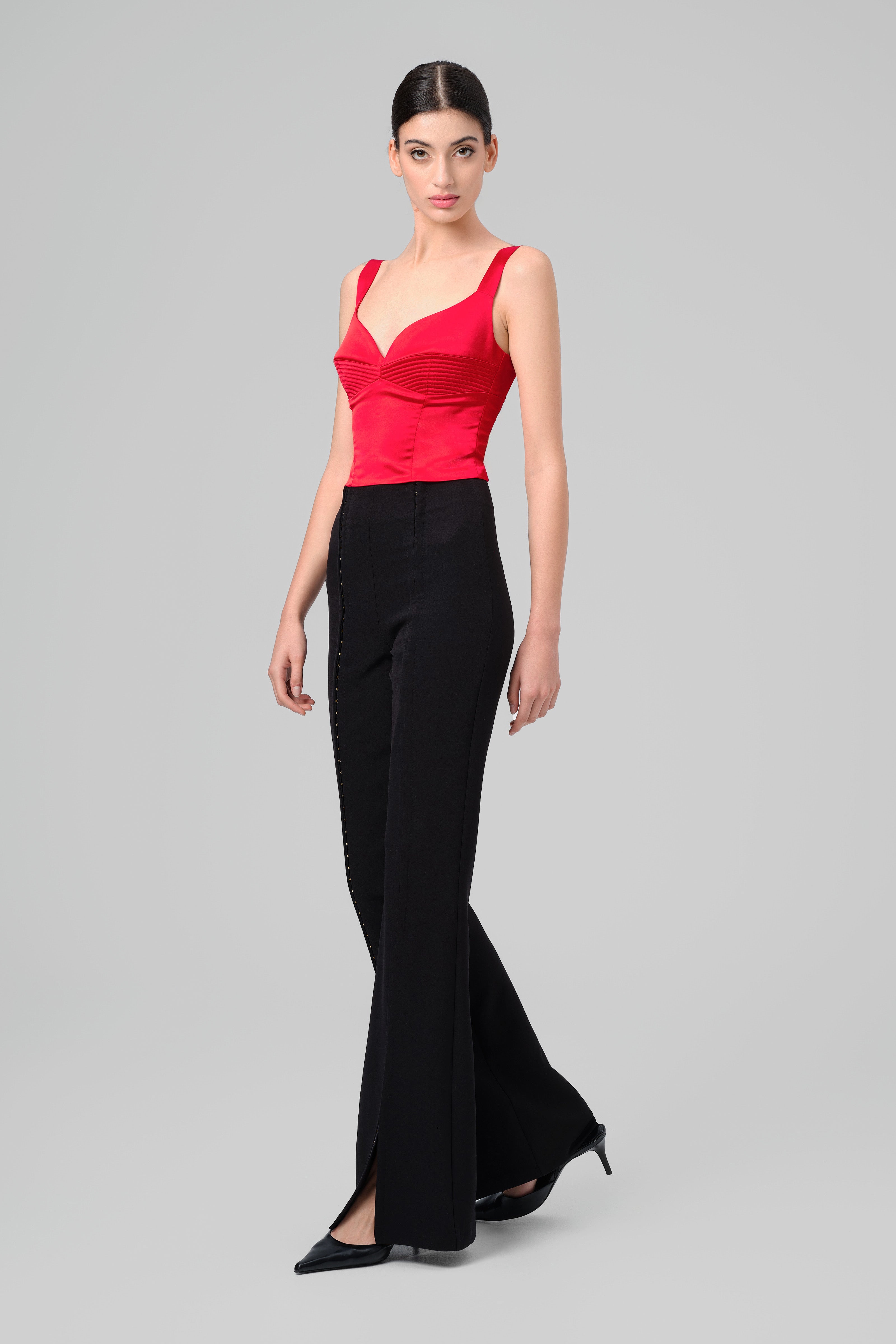 Corset rosu din satin elastic Haze