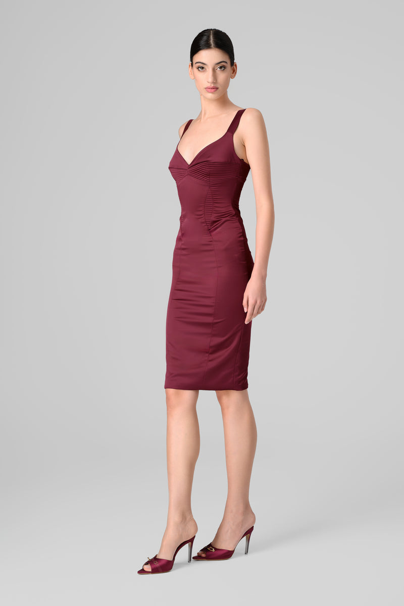 Rochie rosu burgund din satin elastic Haze