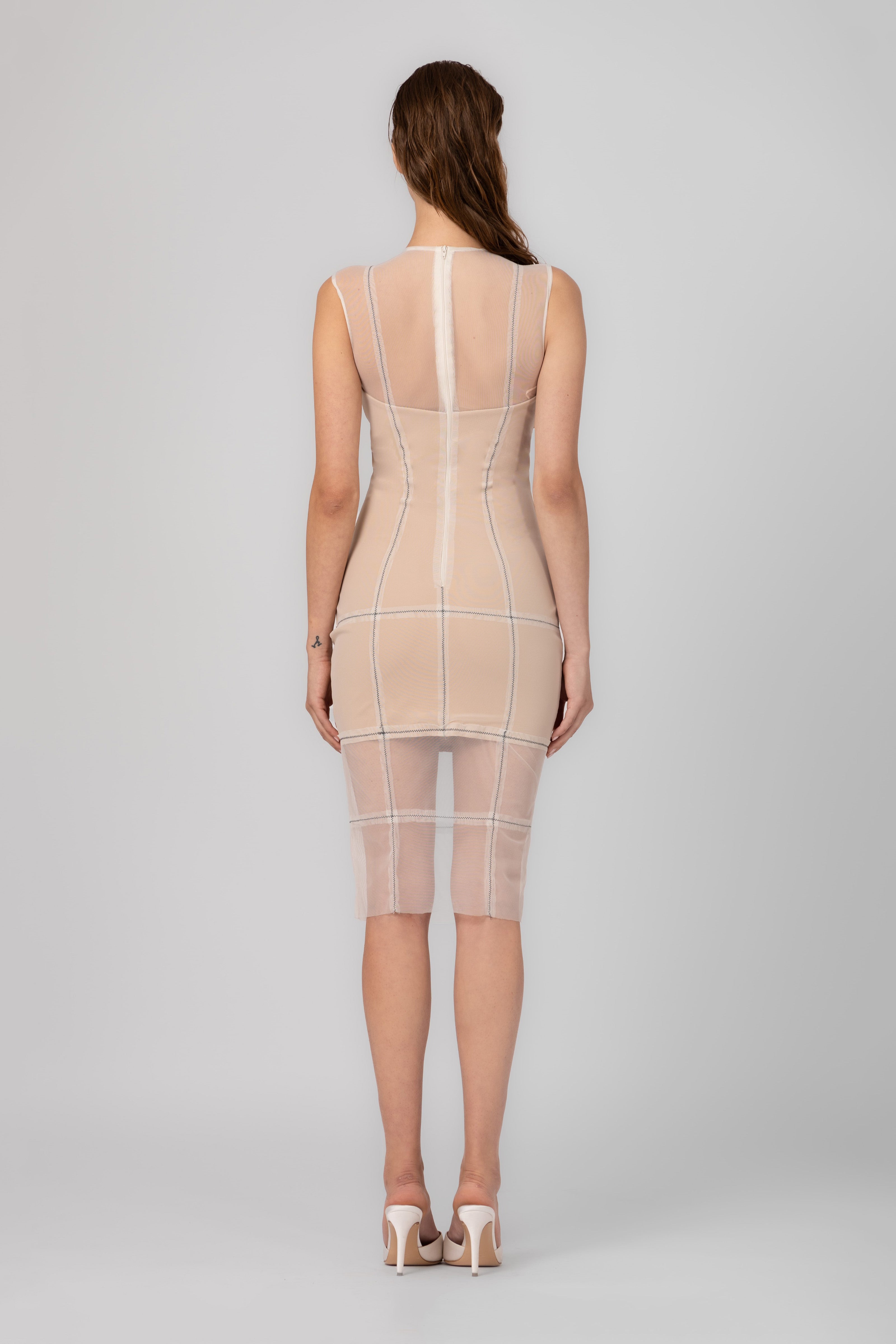 Rochie nud midi din tul si microfibra Figure