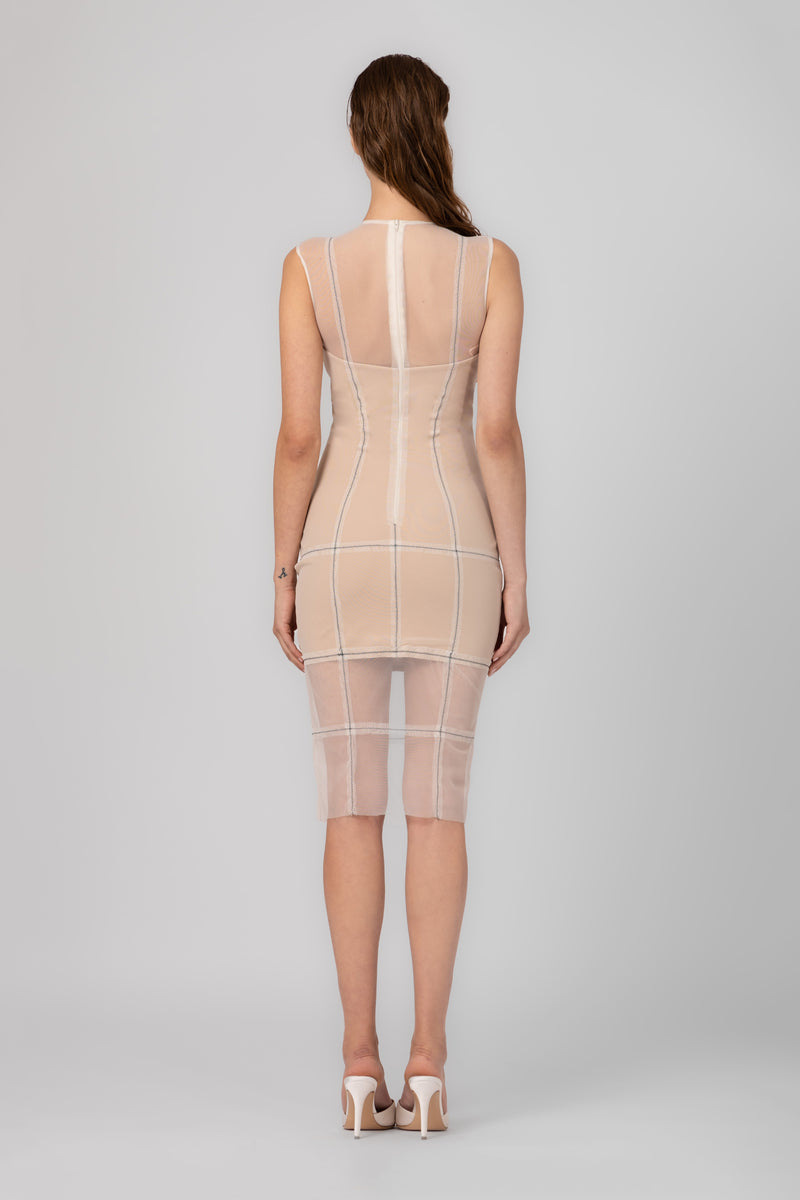 Rochie nud midi din tul si microfibra Figure