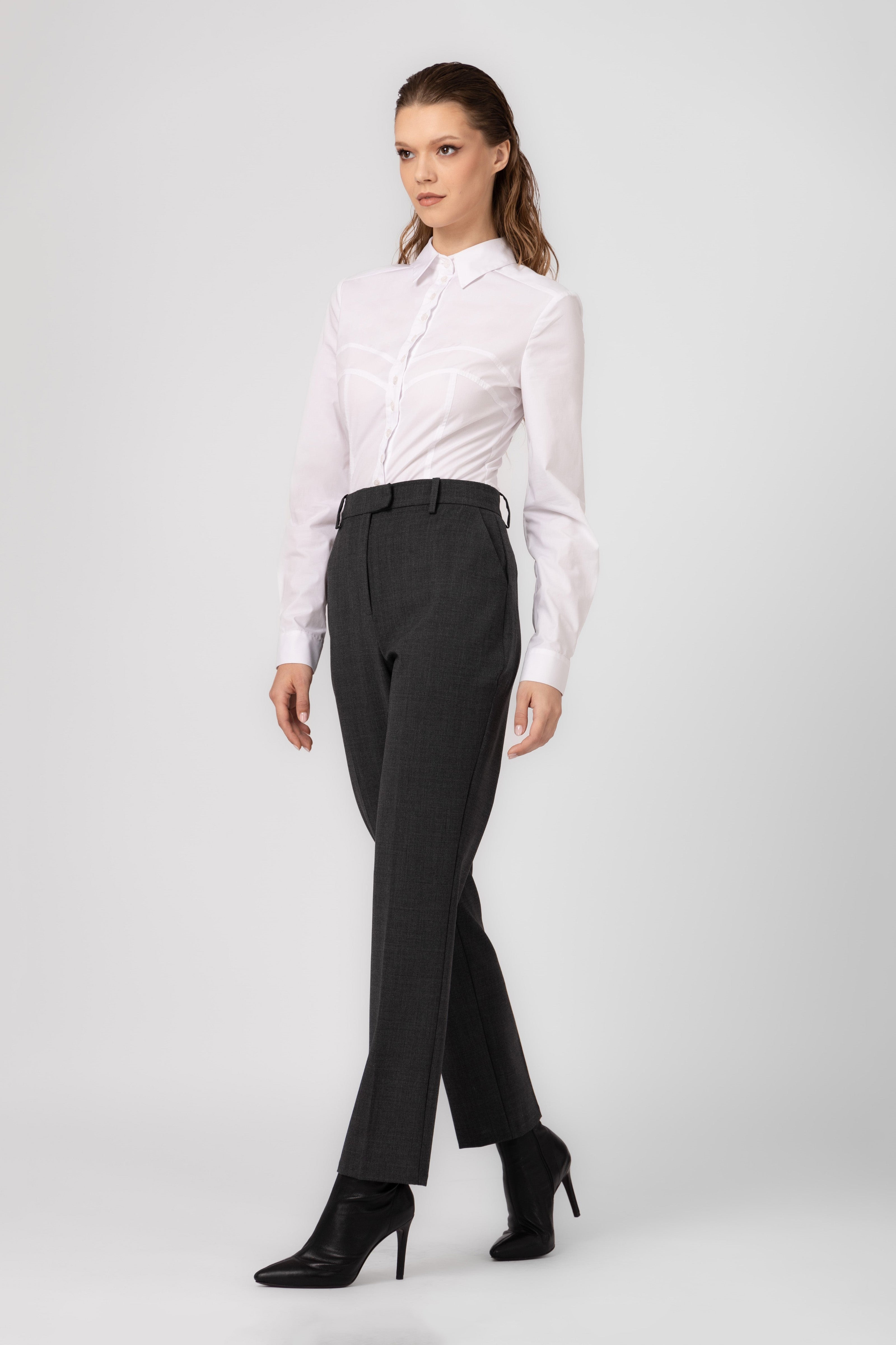 Pantaloni clasici gri din lana Formal