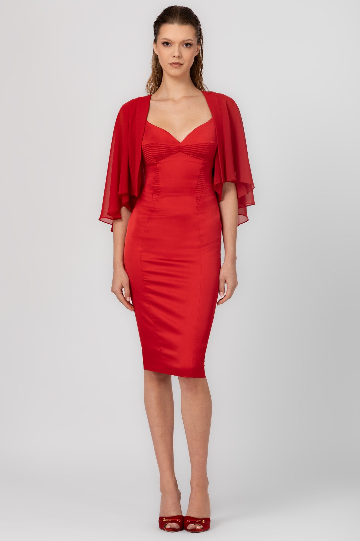 Capa rosie din voal transparent Veil