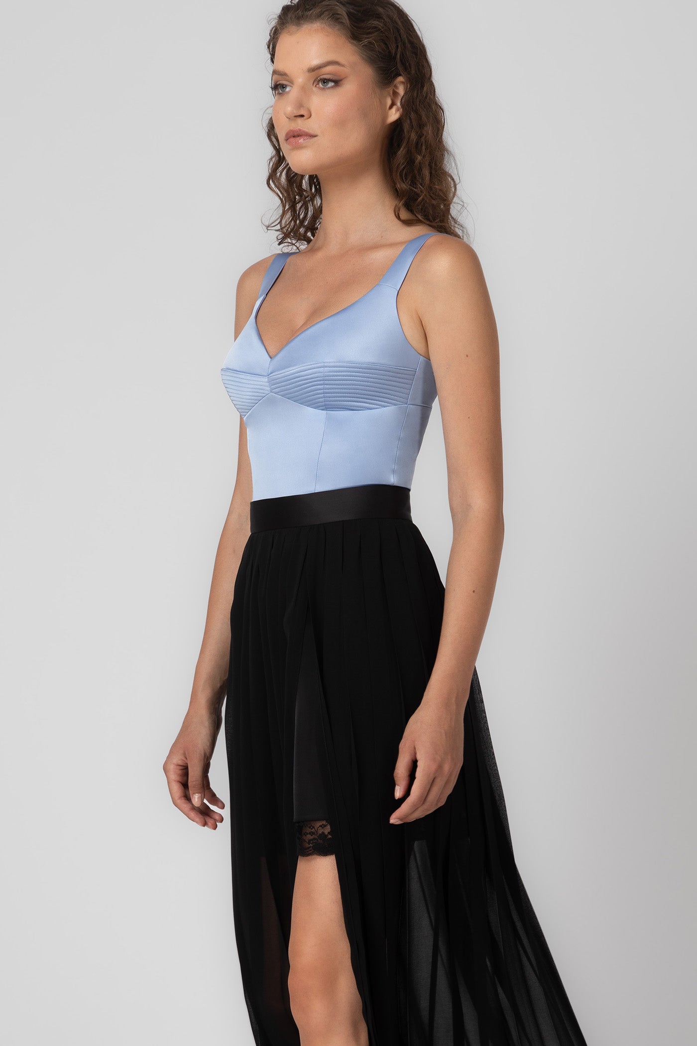 Corset albastru deschis din satin elastic Haze