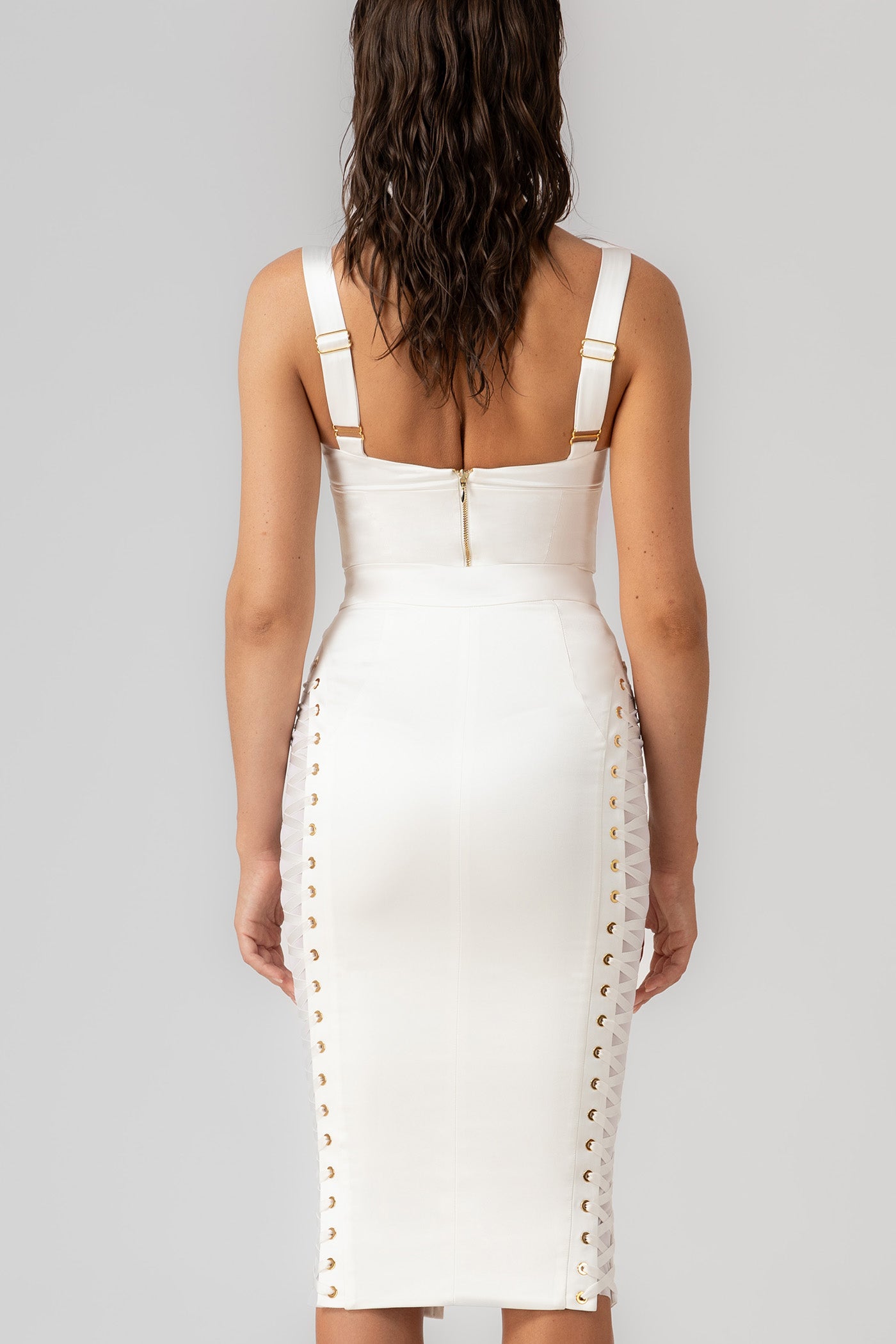 Corset alb din satin elastic Haze