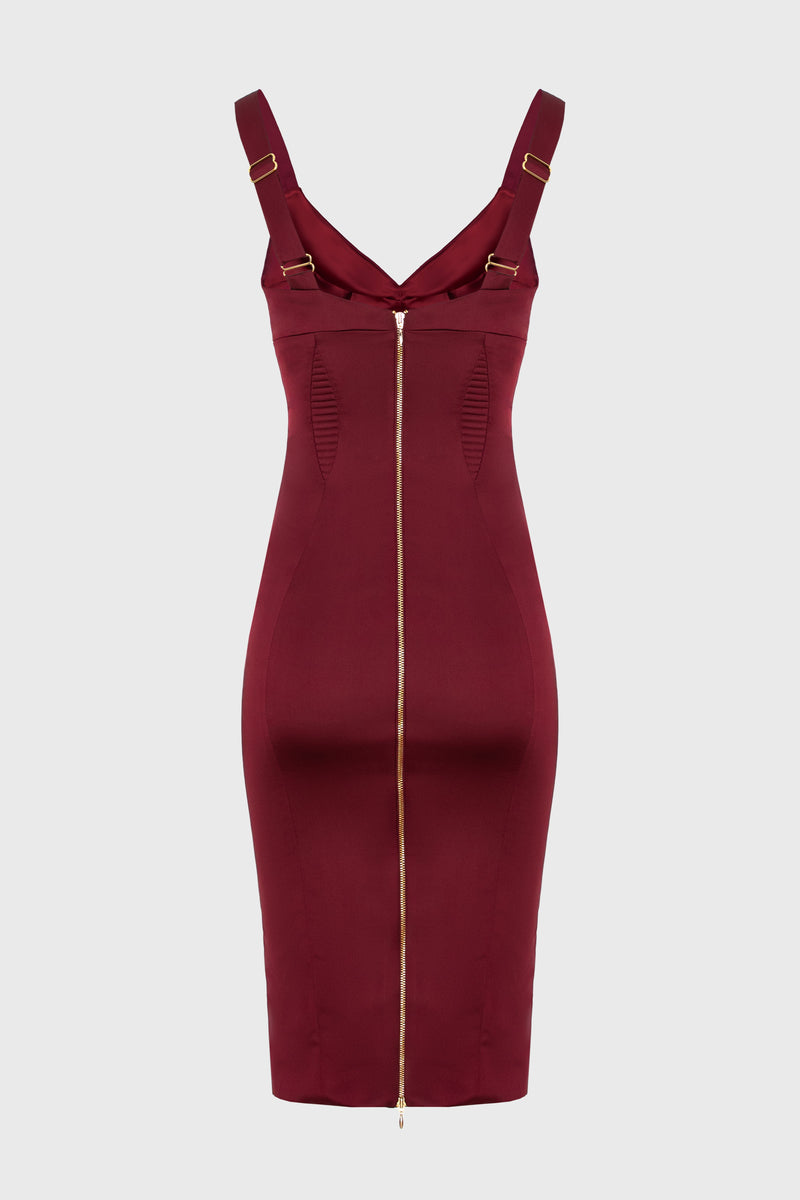 Rochie rosu burgund din satin elastic Haze