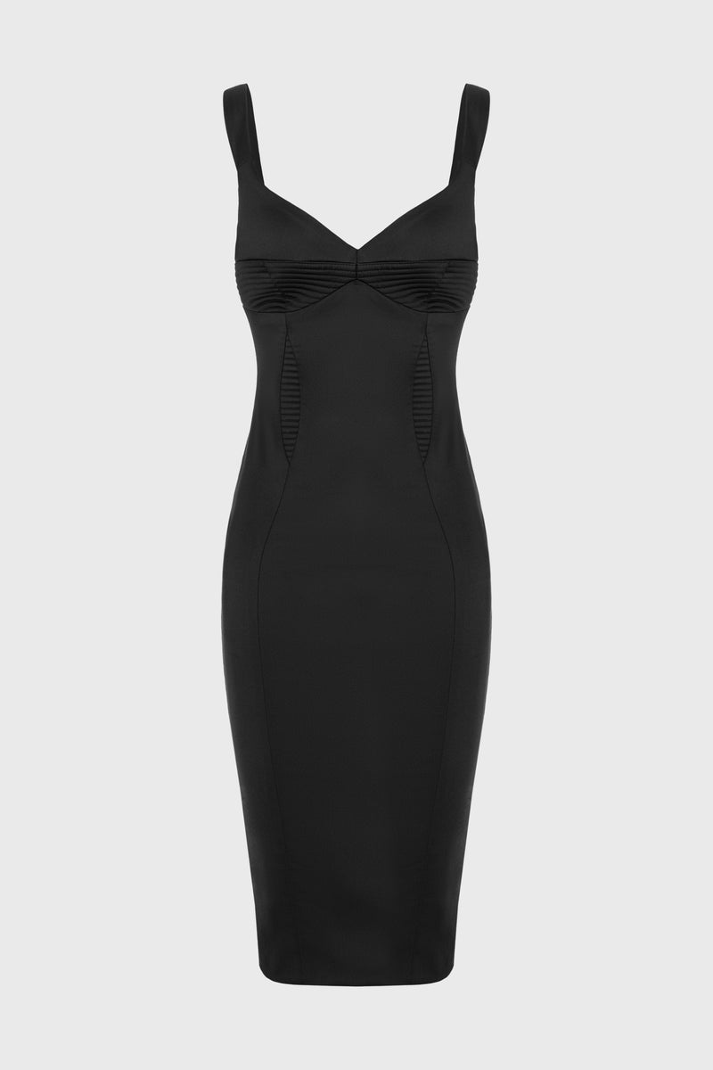 Rochie neagra din satin elastic Haze