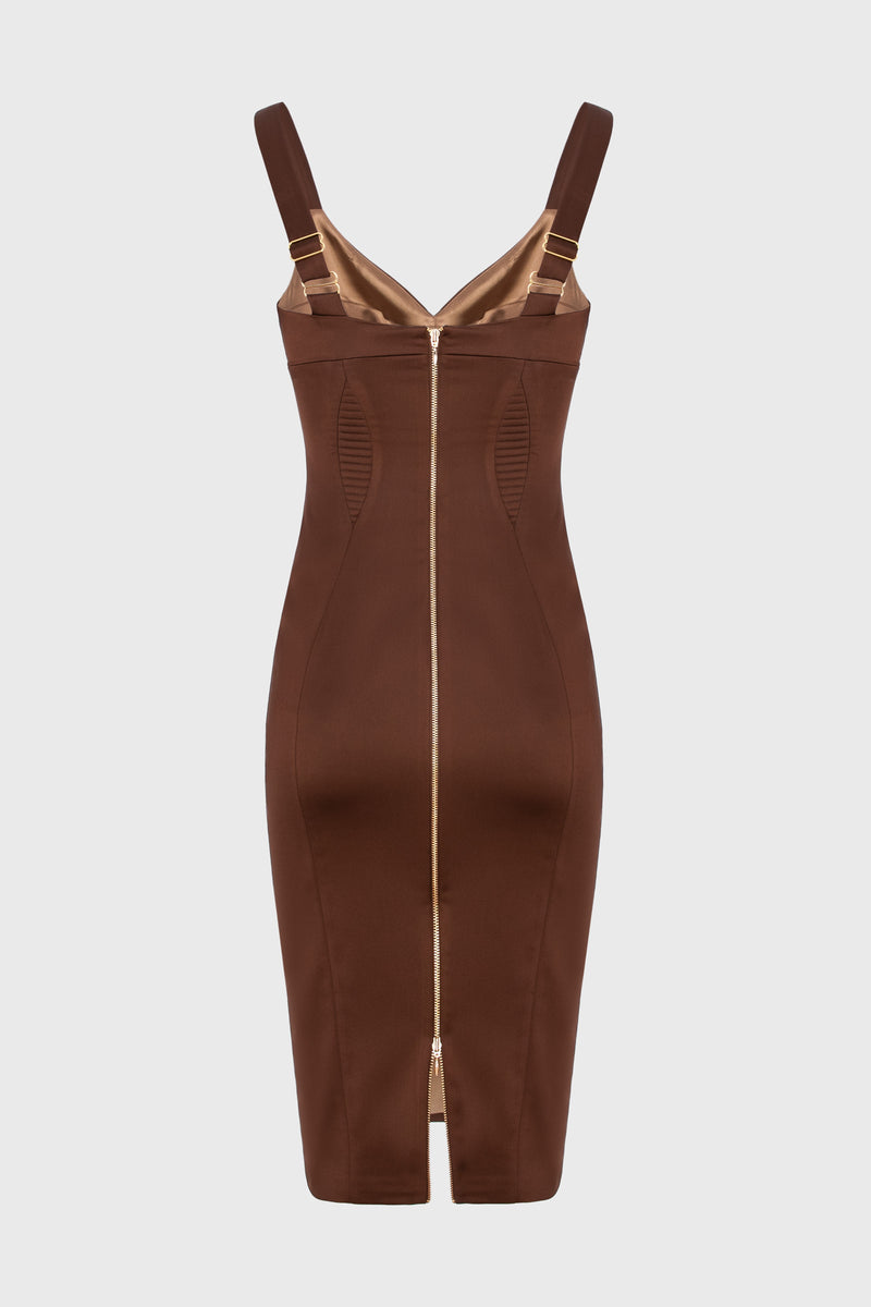 Rochie maro din satin elastic Haze