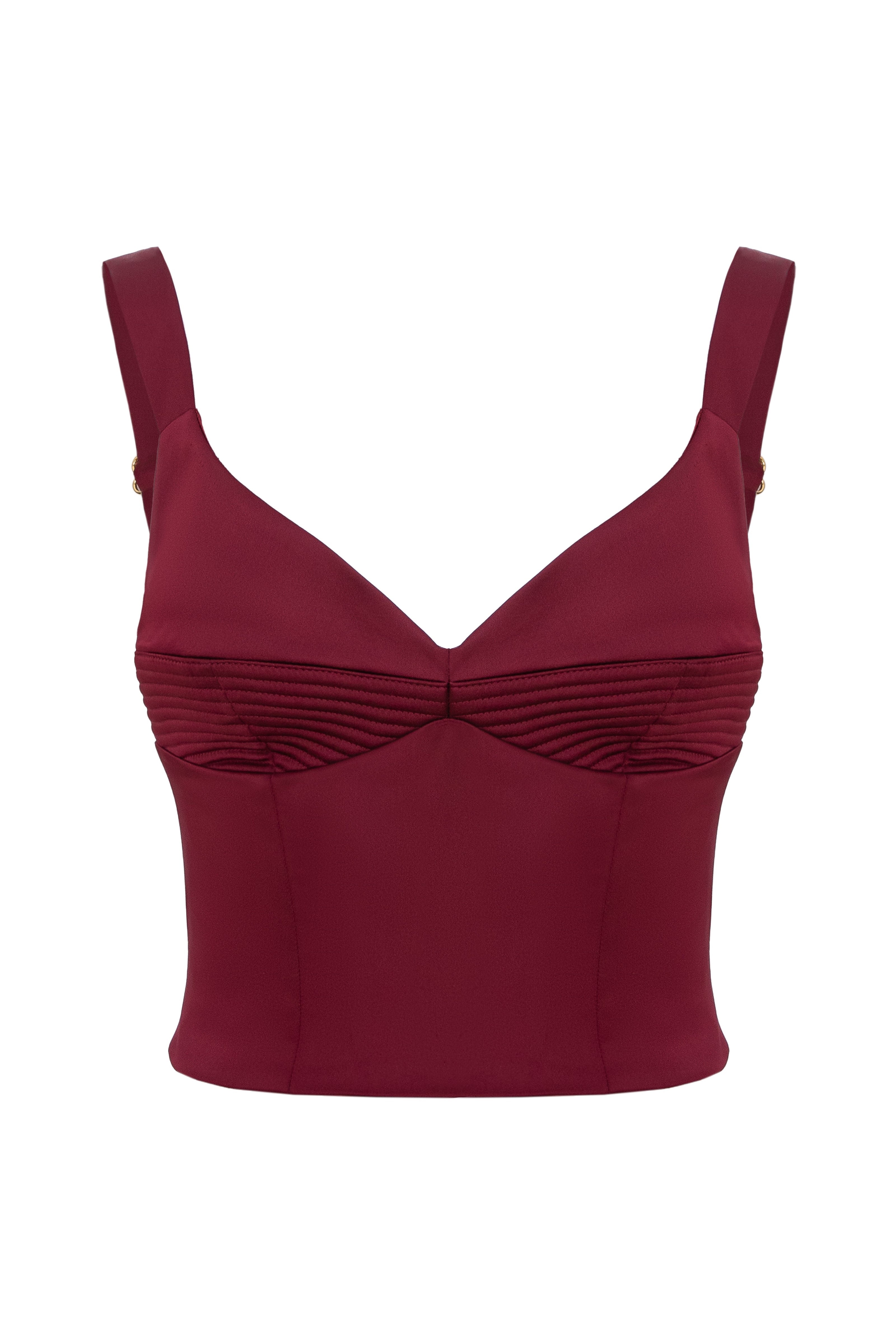 Corset rosu burgund din satin elastic Haze