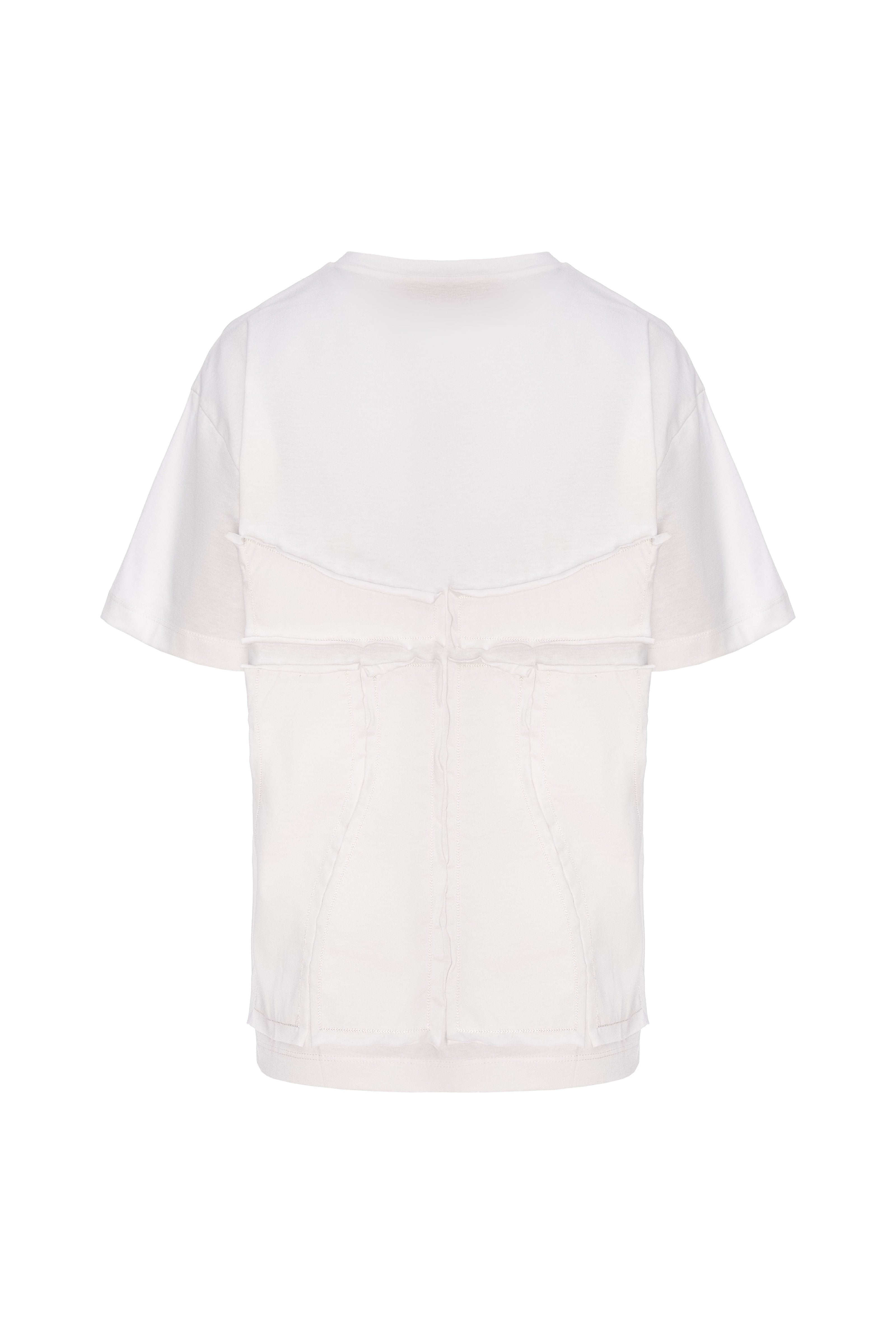Tricou alb din bumbac organic Deconstructed
