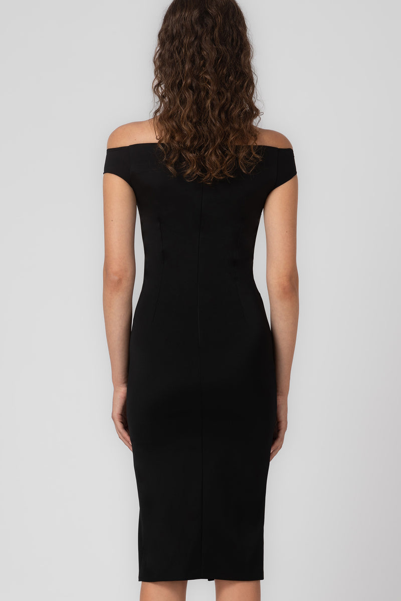 Rochie neagra bodycon cu decolteu Ivy