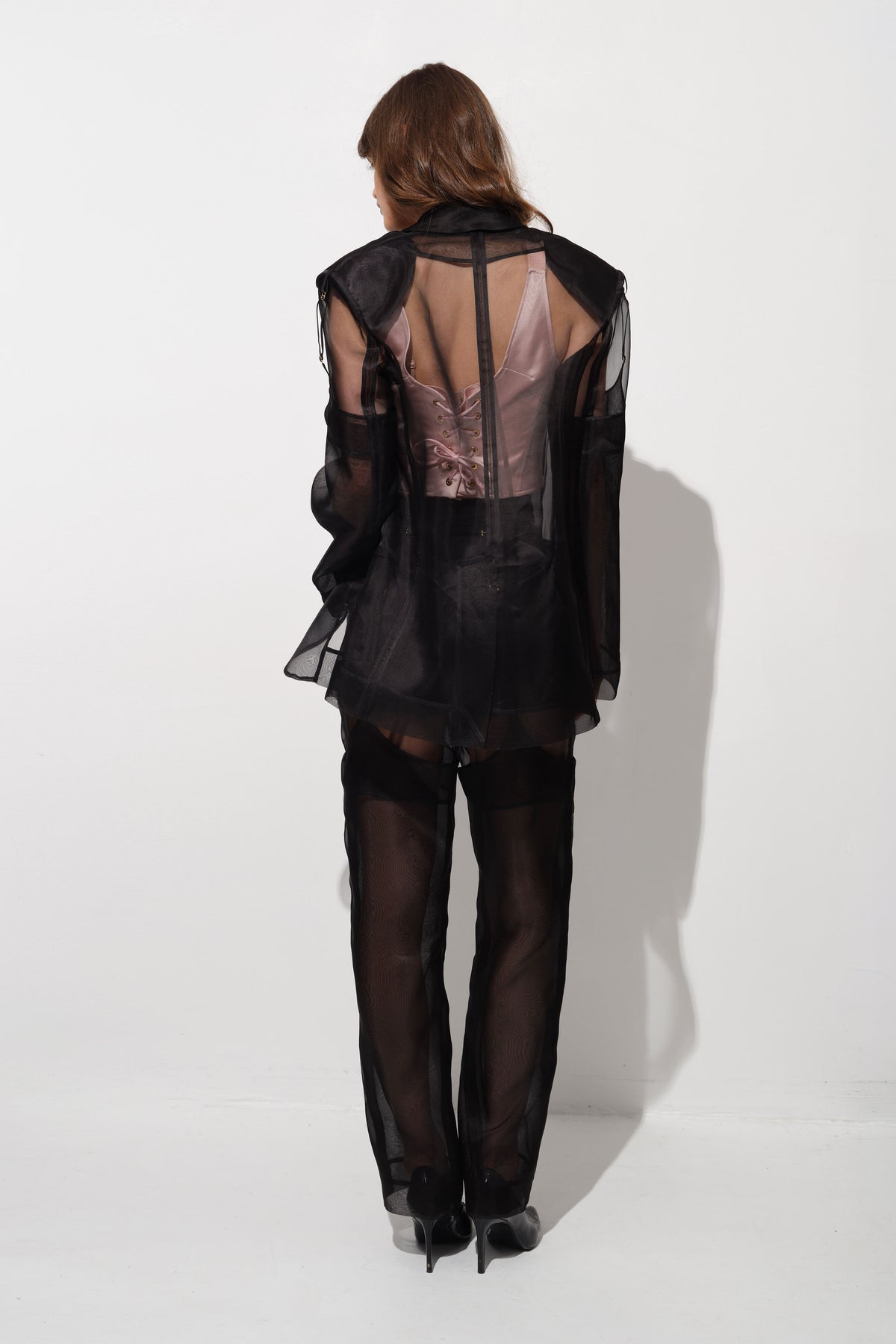 Shell Corset | Garter Sheer Trousers | Garter Sheer Blazer