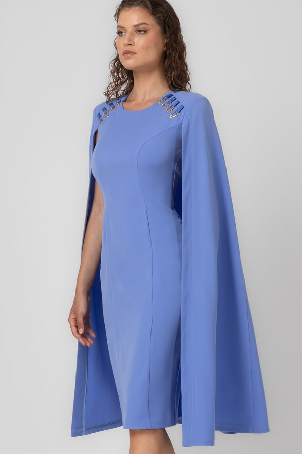 Rochie midi albastru deschis cu capă Mantle