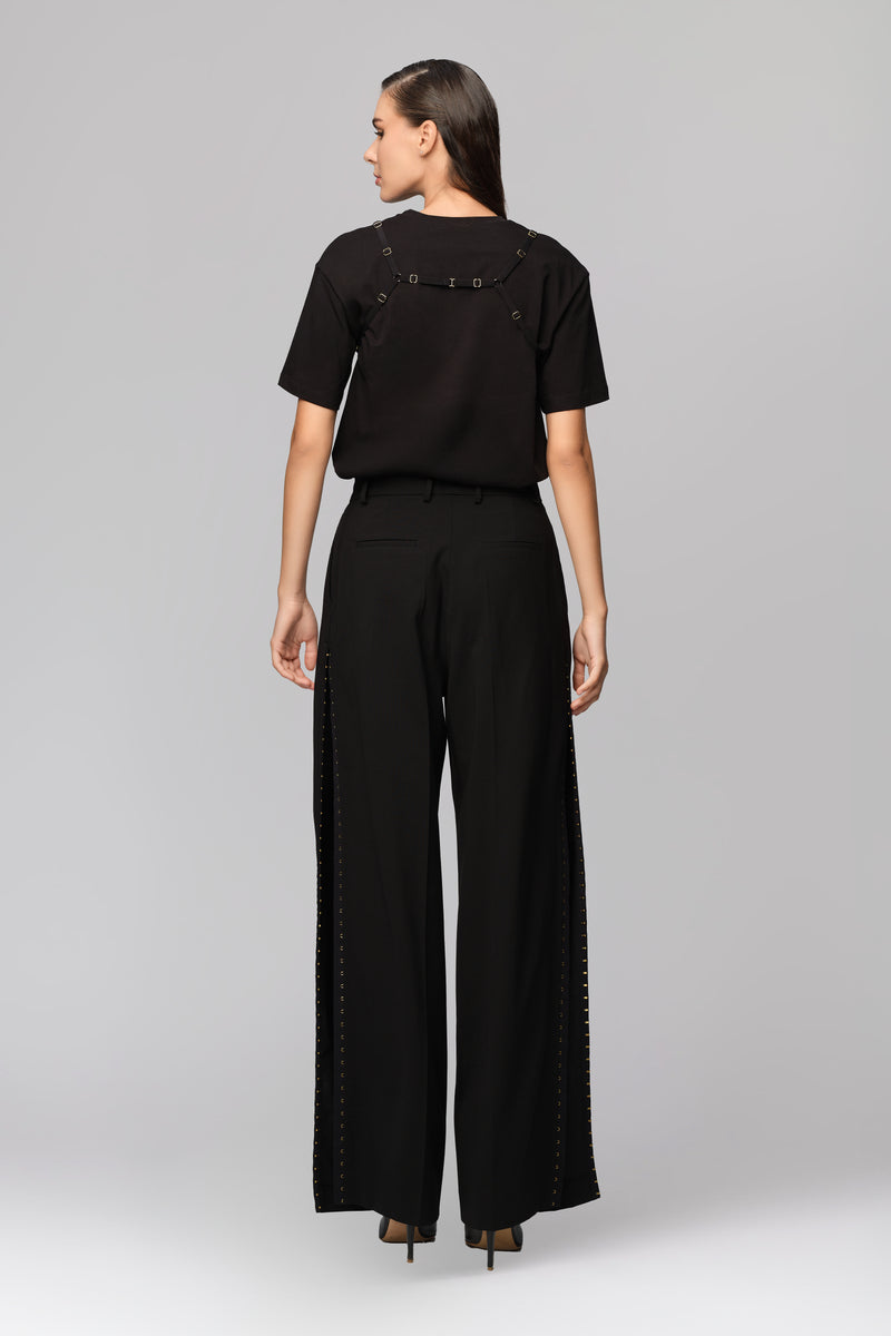 Tricou negru din bumbac organic Outline