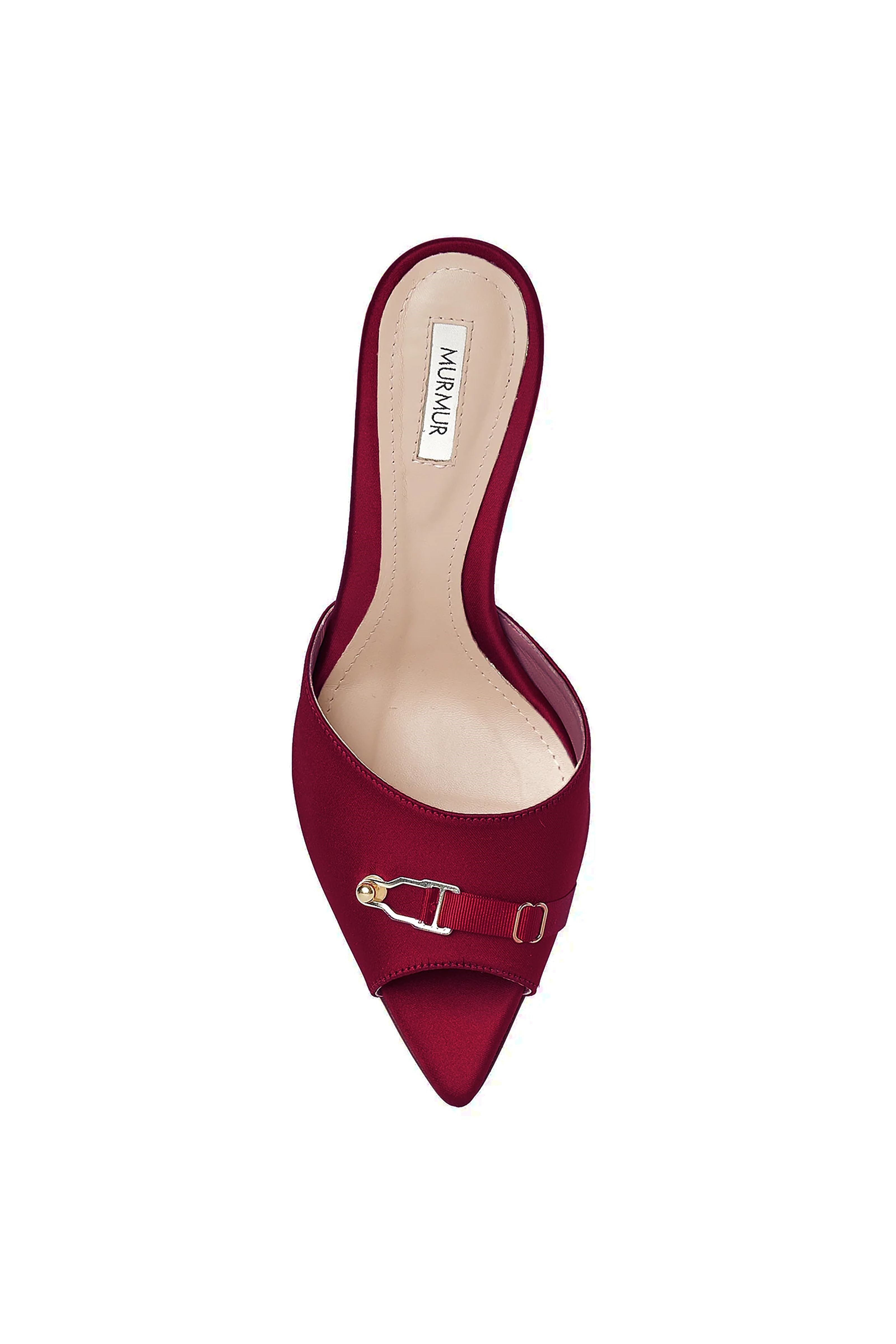Pantofi rosii burgund din satin Secure